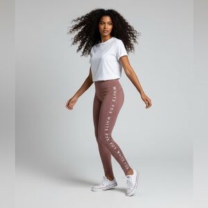 White Fox Active Logo Mauve Leggings Medium